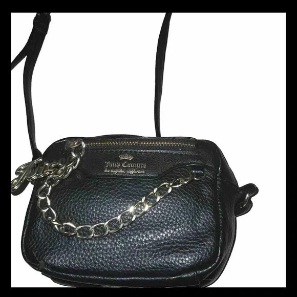 Juicy Couture Black Small Crossbody Gold Chain W Logo Bag - Picture 2 of 7